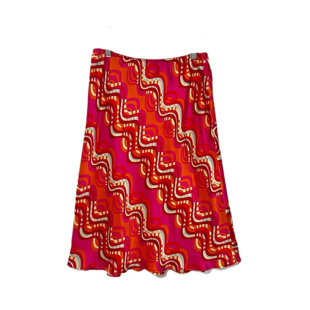 The Limited Silk 100% Silk Skirt Large Pink Bright Pull On Party Cocktail Luxe